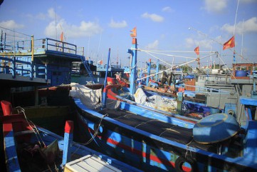 Tàu cá bị mắc kẹt giữa âu thuyền ở Quảng Ngãi